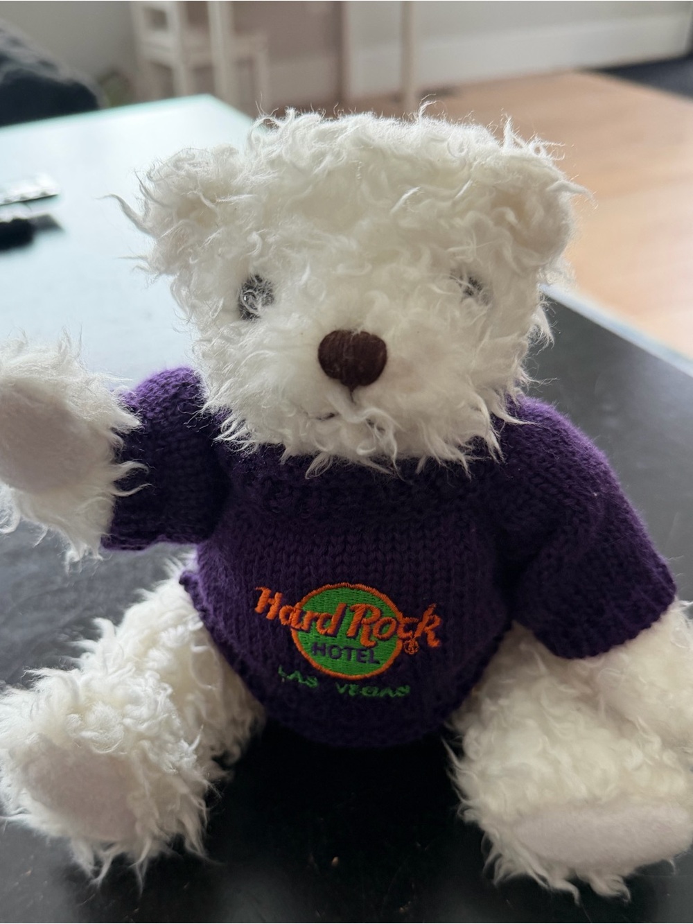 EUC Vintage Hard Rock Hotel (Las Vegas) White Teddy Bear